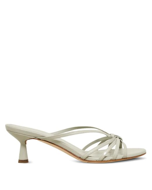 Aeyde Metallic Knotted Leather Heeled Sandals