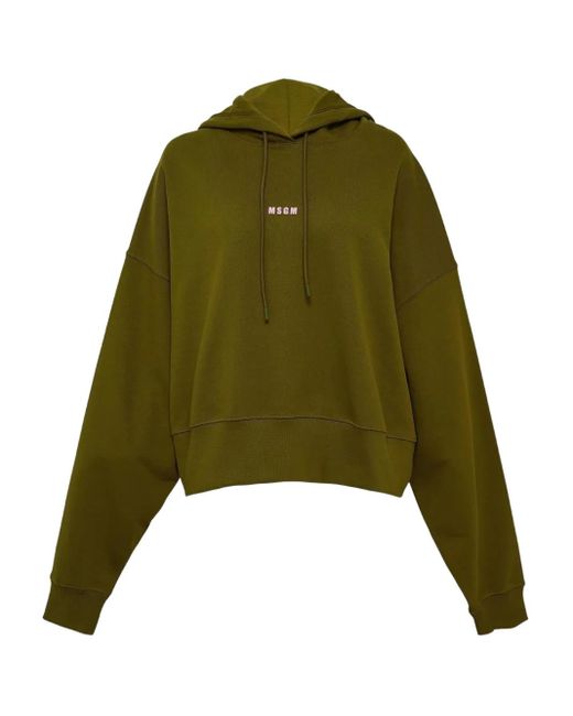 MSGM Green Logo-Print Hoodie