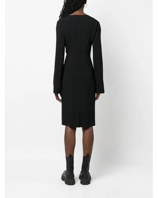Moschino Black Logo-Plaque Long-Sleeved Dress