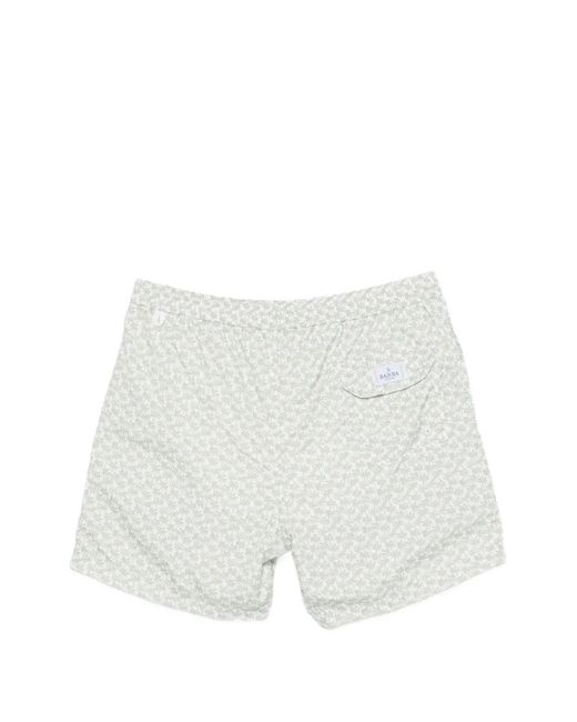 Barba Napoli White Short De Bain À Imprimé Palmier for men