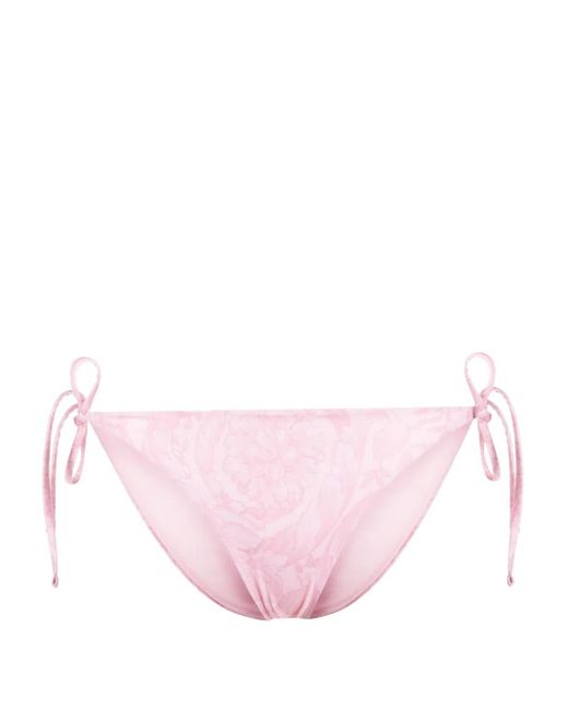 Versace Pink Barocco-Print Bikini Bottom