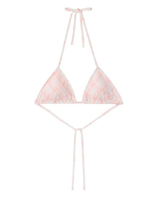 Burberry Pink Haut De Bikini À Carreaux