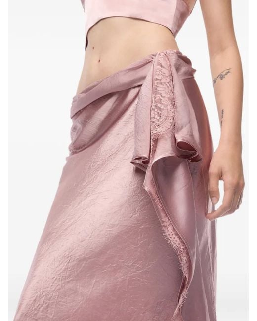 Pinko Pink Asymmetric Midi Skirt