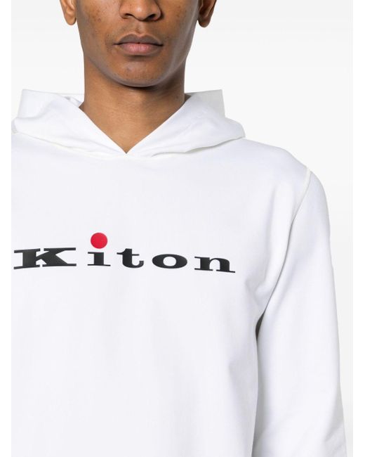 Kiton Hoodie mit gummiertem Logo in White für Herren
