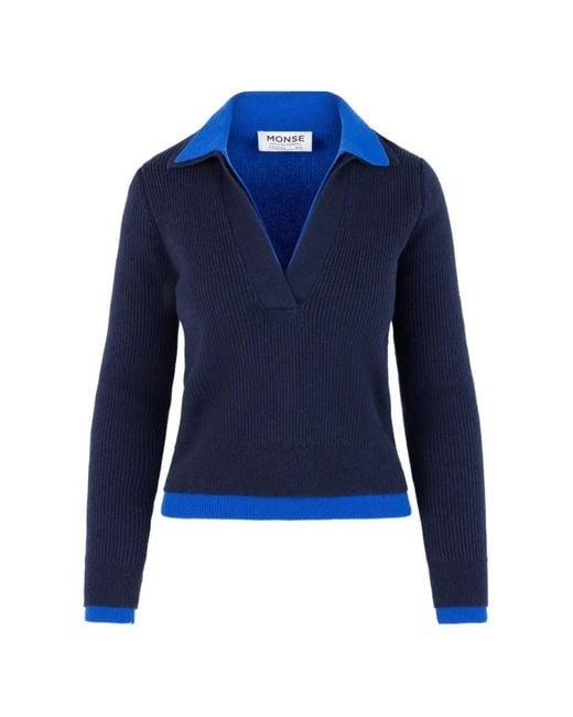 Monse Blue Double Layer Knitted Jumper