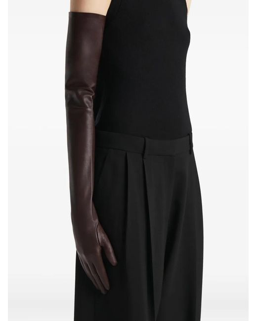 Khaite Brown Leather Long Gloves