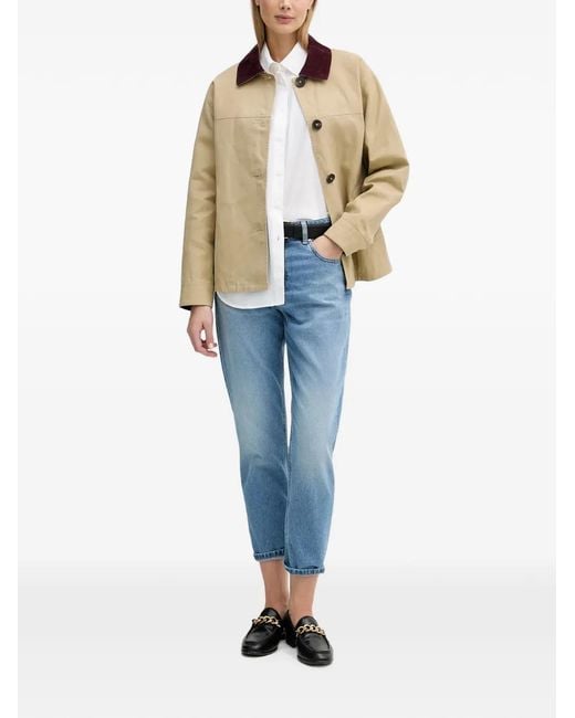 Benetton Natural Corduroy-Collar Button-Down Jacket