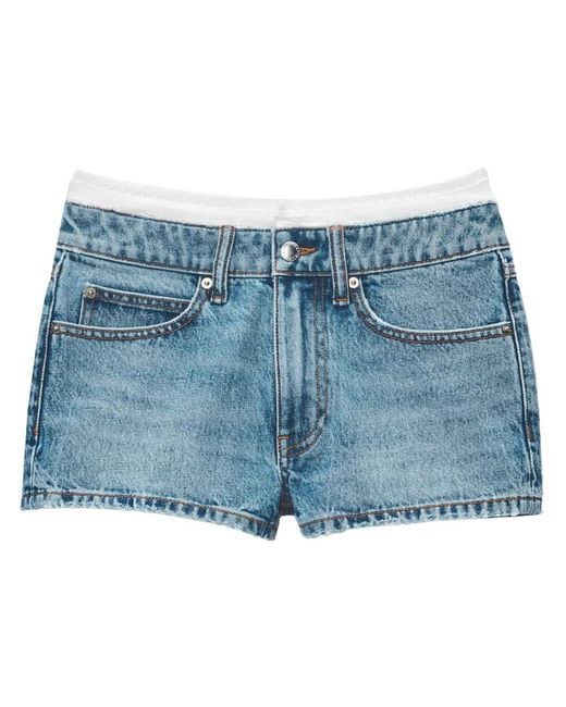 Alexander Wang Blue High-Rise Denim Shorts