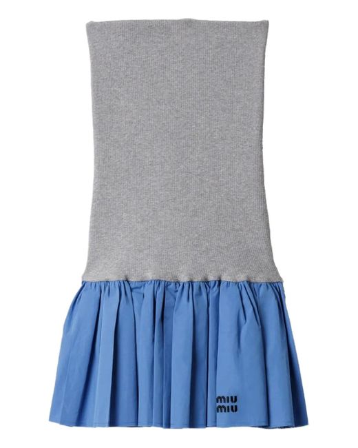 Miu Miu Mini-Rok Met Vlakken in het Blue