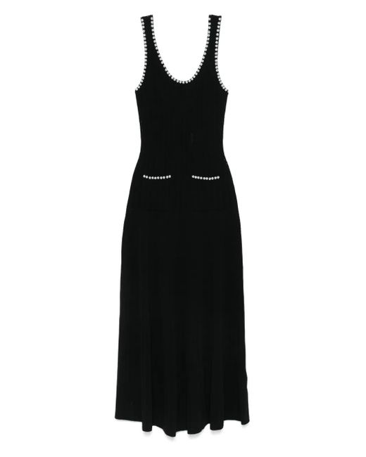 Sandro Black Faux-Pearl Embellished Midi Dress