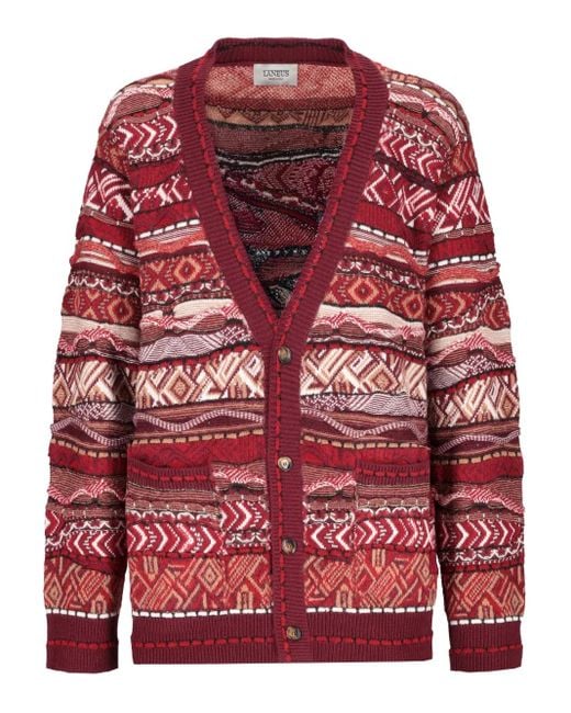 Laneus Gebreid Vest Met Patroon in het Red voor heren