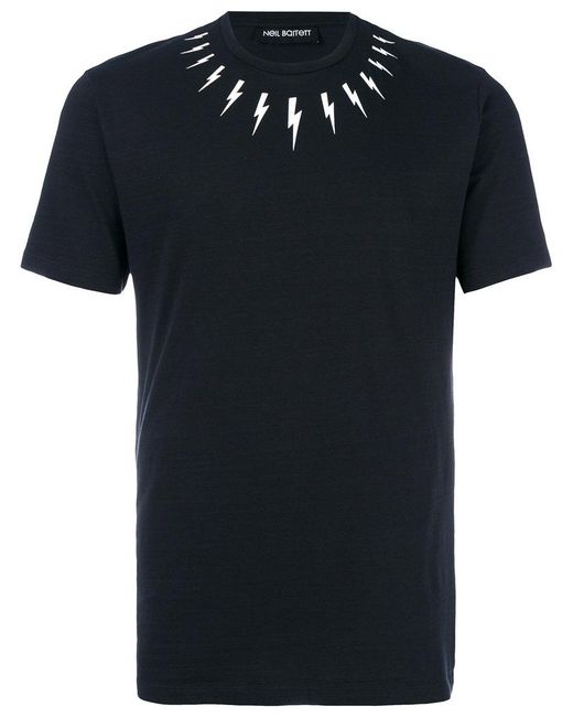 Neil Barrett Black Lightning Bolt Collar T-shirt for men