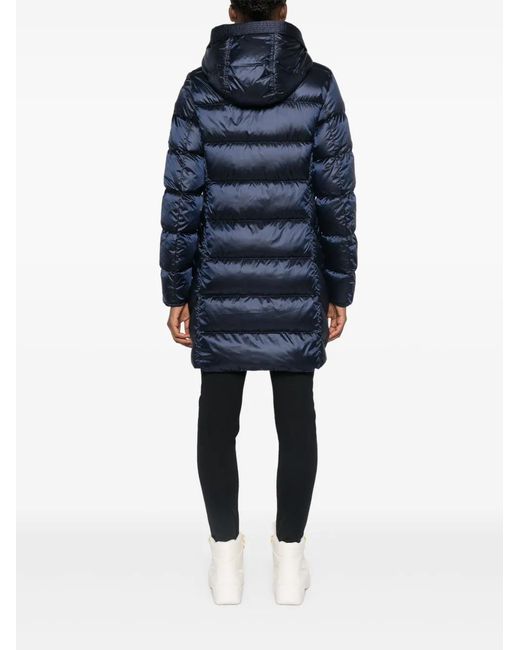 Parajumpers Blue Puffer Coat With Quilted Design And Hood