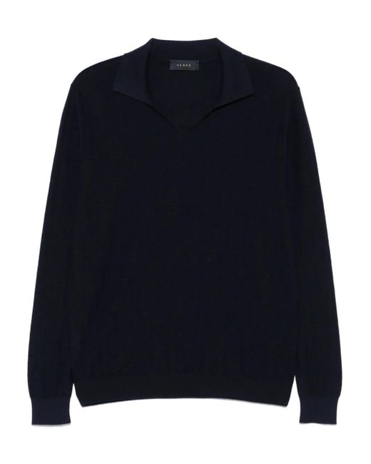 Sease Blue Spread-Collar Top for men