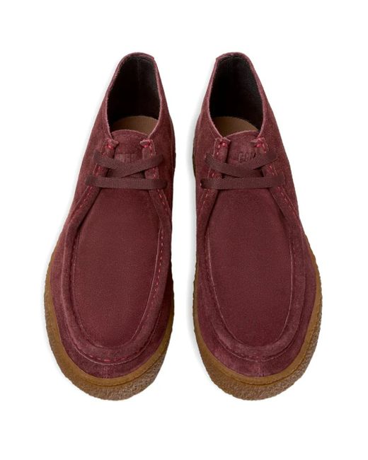 Camper Red Peu Terreno Suede Lace-Up Boots
