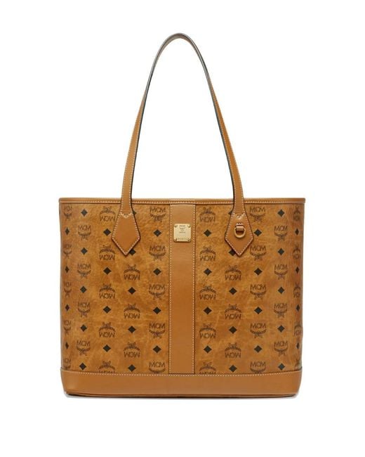 MCM Brown Logo-Pattern Tote Bag