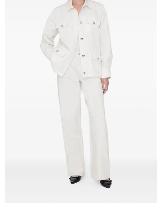 Anine Bing White Button-Up Oversized Jacket