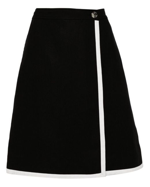 Paul Smith Black Linen Wrap Skirt