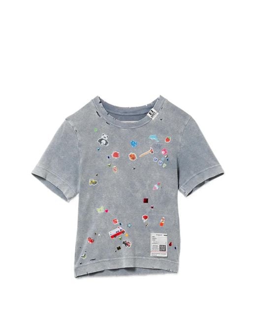 Maison Mihara Yasuhiro Gray Kids Sticker Short-Sleeve Appliquéd T-Shirt