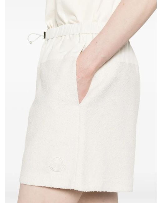 Moncler White Logo-Patch Drawstring Shorts