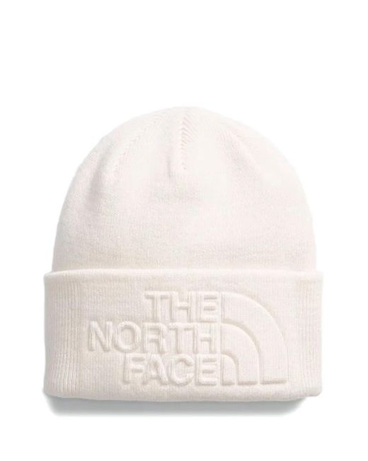 The North Face White Embossed Logo Beanie for men