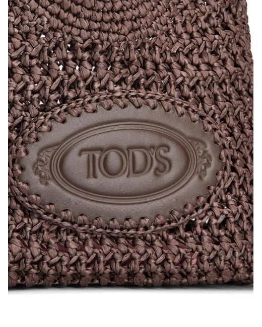 Tod's Brown Raffia Shopping Bag
