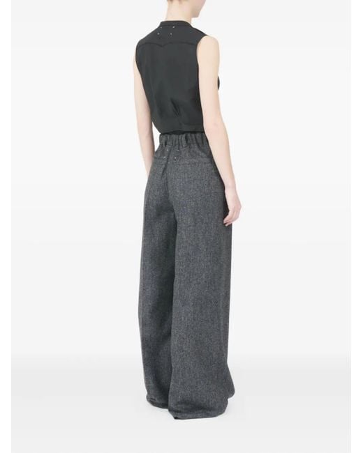 Maison Margiela Black Wide-Leg Wool Trousers