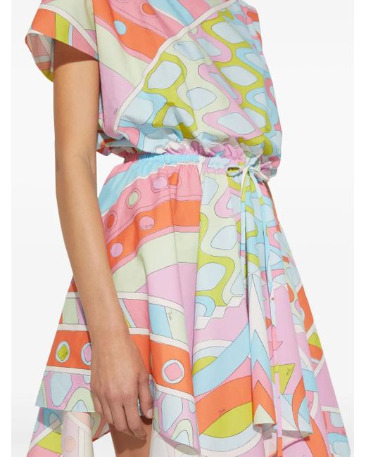 Emilio Pucci White Vivara-Print Cotton Minidress