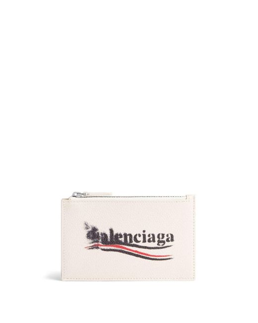 Balenciaga White Large Cash Leather Cardholder for men