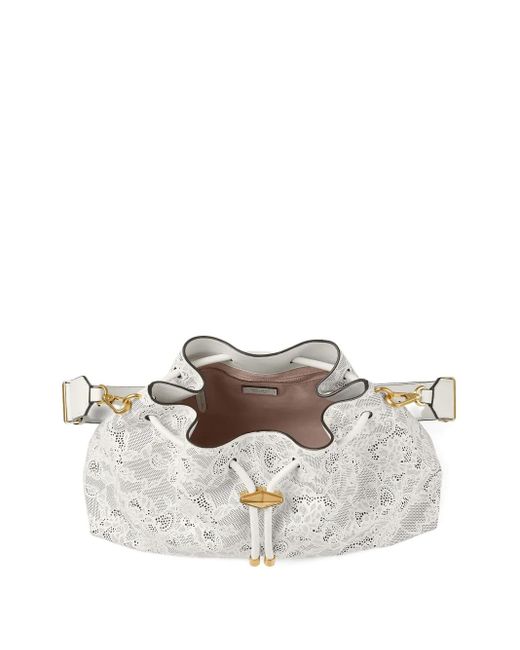 Jimmy Choo White Medium Cinch Shoulder Bag