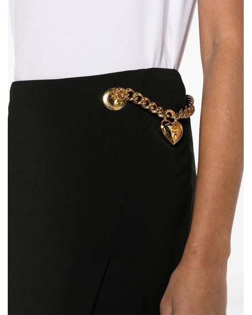 Moschino Black Padlock-Detail Asymmetric Maxi Skirt