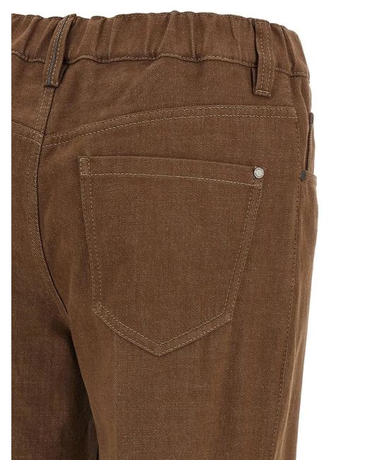 Brunello Cucinelli Brown Monile Garment-Dyed Jeans