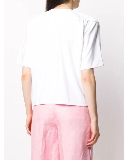 Remain White Piped-Shoulder T-Shirt