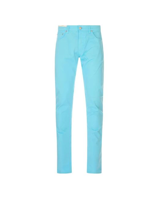 PT Torino Blue Logo-Patch Trousers for men