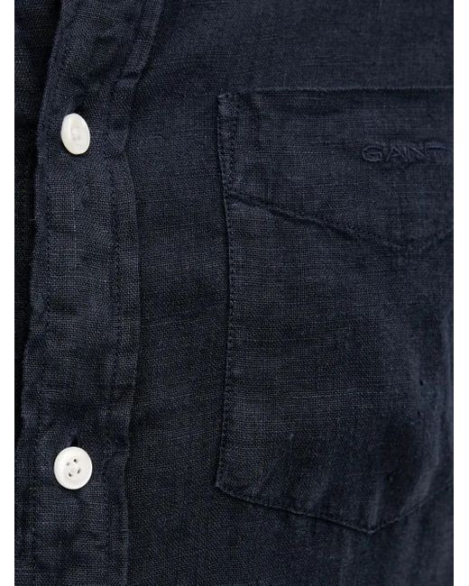Camicia A Maniche Corte di Gant in Blue da Uomo