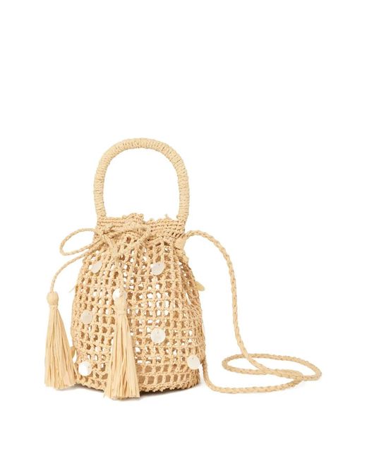 Alanui Metallic Precious Moments Raffia Tassel-Detail Bucket Bag