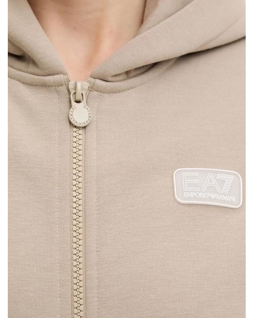 EA7 Natural Hooded Logo-Patch Tracksuit