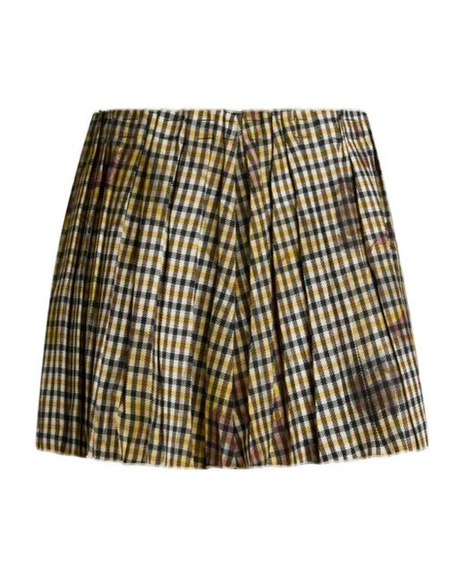 Etro Natural Gingham Pleated Mini Skirt