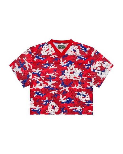 DENIM TEARS Red Camouflage Wreath Mesh T-Shirt for men