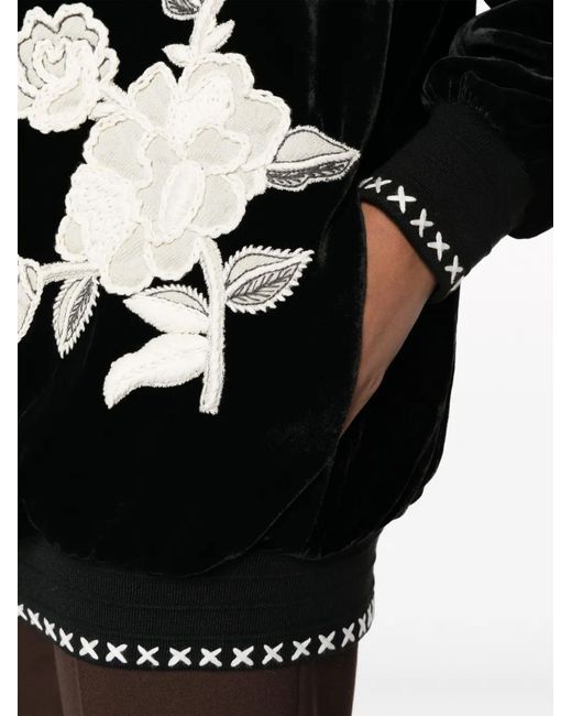 Golden Goose Deluxe Brand Black Journey Embroidered Velvet Jacket Cardigan