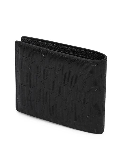 Karl Lagerfeld Black Monogram Perforated Wallet for men