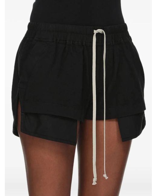 Rick Owens Black Layered Drawstring Shorts