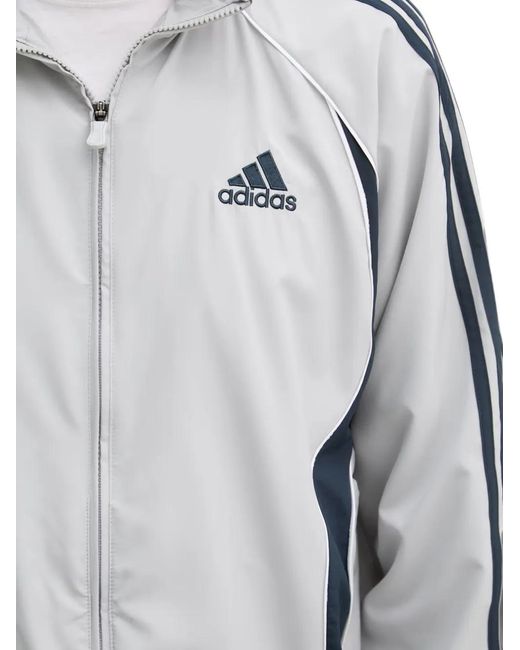 Adidas Blue Teamgeist Adicolor Logo-Embroidered Stripe-Detail Jacket for men