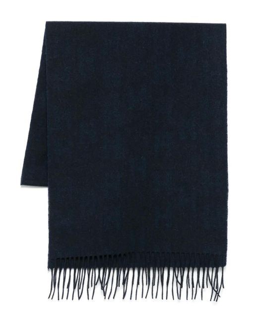 Hackett Blue Fringed-Edge Scarf for men