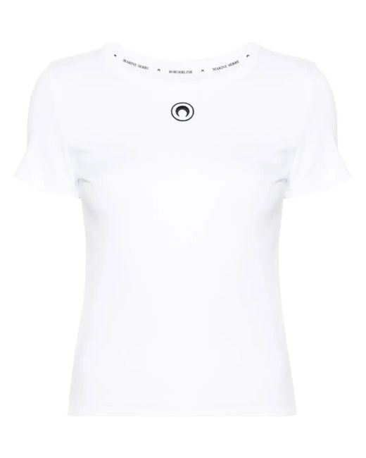 MARINE SERRE White Logo Cotton T-Shirt