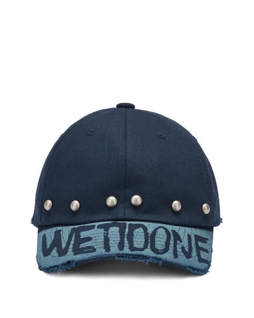 we11done Blue Studded Distressed Baseball Cap for men