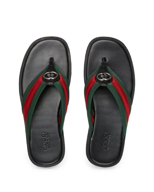 Gucci Green Thong Sandals With Interlocking G for men