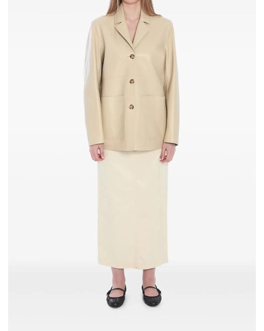 Totême Natural Single-Breasted Leather Blazer