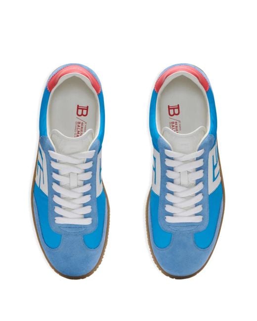 Balmain Swan Leren Suède Sneakers in het Blue voor heren