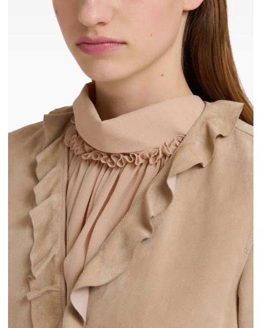 Marni Natural Ruffled Wrap Jacket